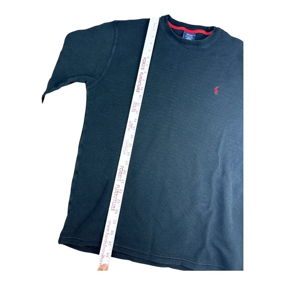 Polo Ralph Lauren Mens 2XL Black Waffle Knit Thermal Crewneck Sleepwear Top